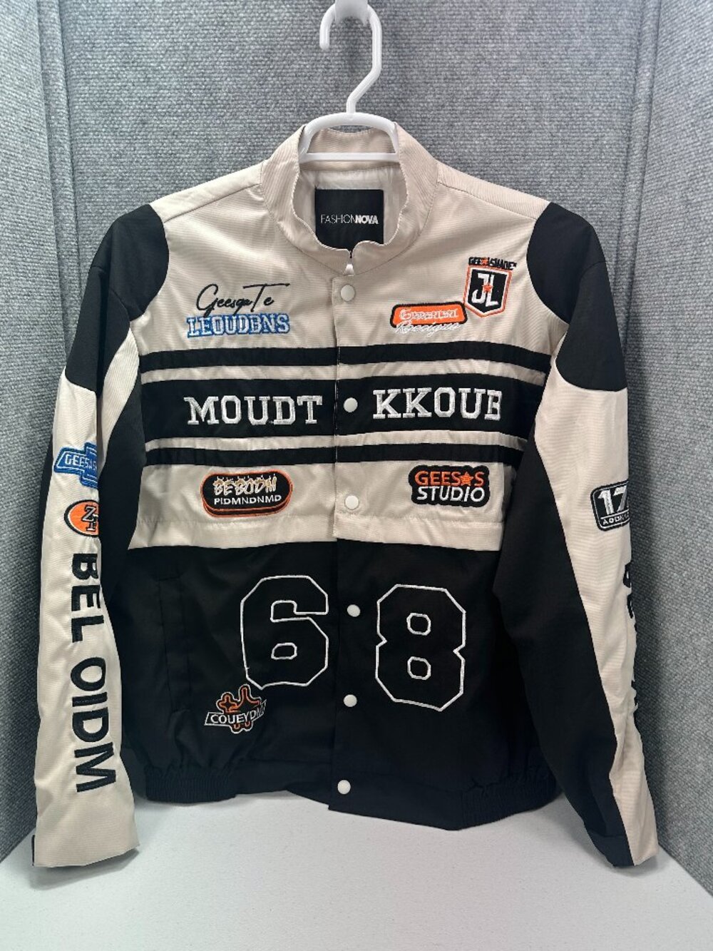 Fashion Nova 2-in-1 Racing Jacket M Convertible Crop Y2K Moto